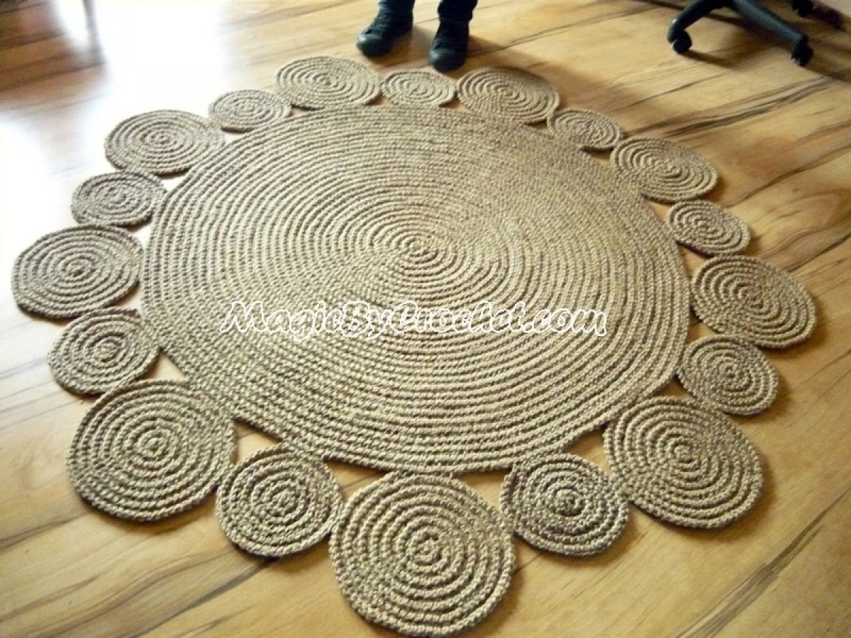Playful rug, Area rug, Braided rug, Jute Rug, Handmade rug, 5 ft ( 150 cm ), no.001
