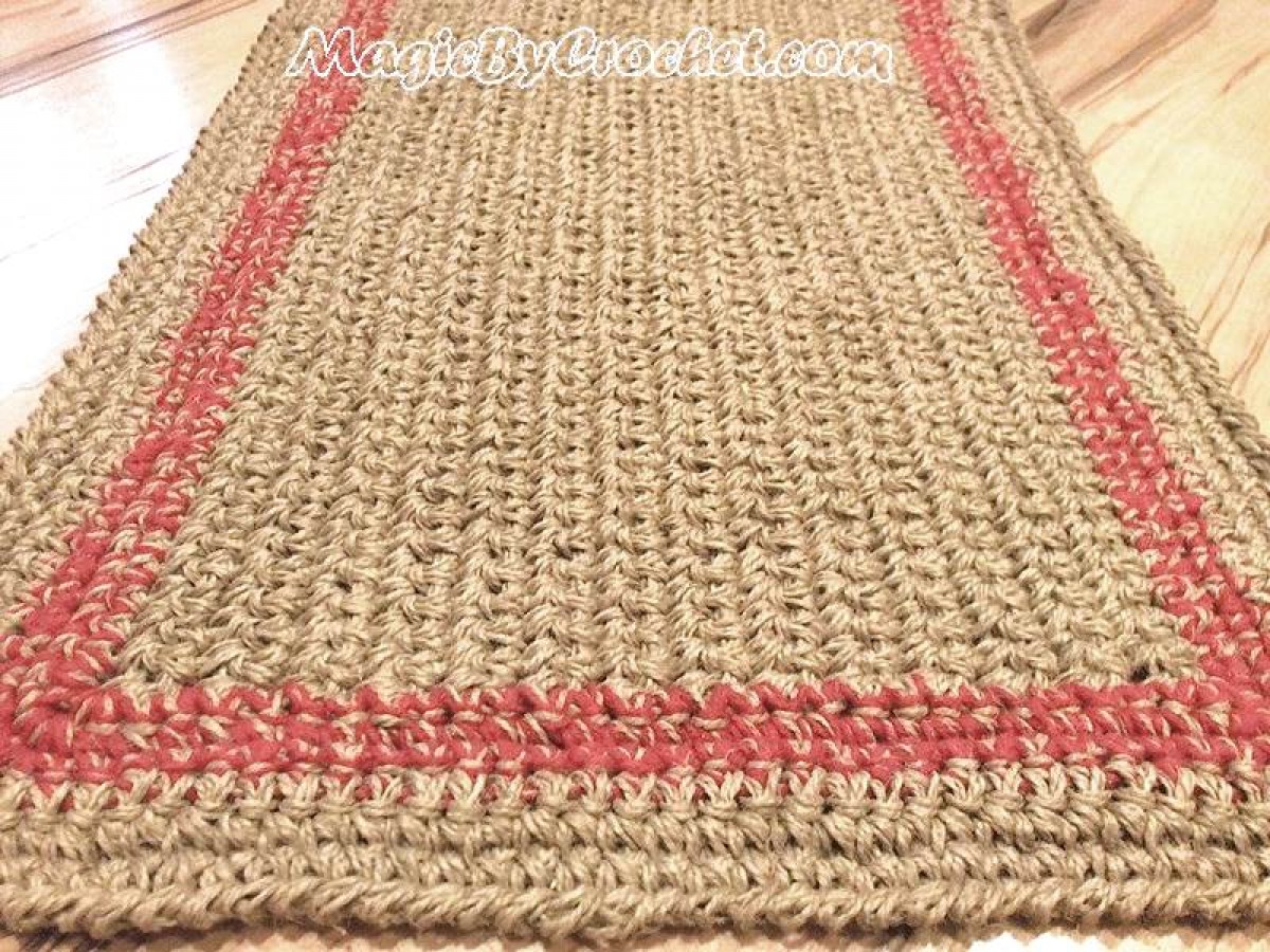 Large doormat, Simple Jute Rug, Custom color border, Crochet  door rug, no.026