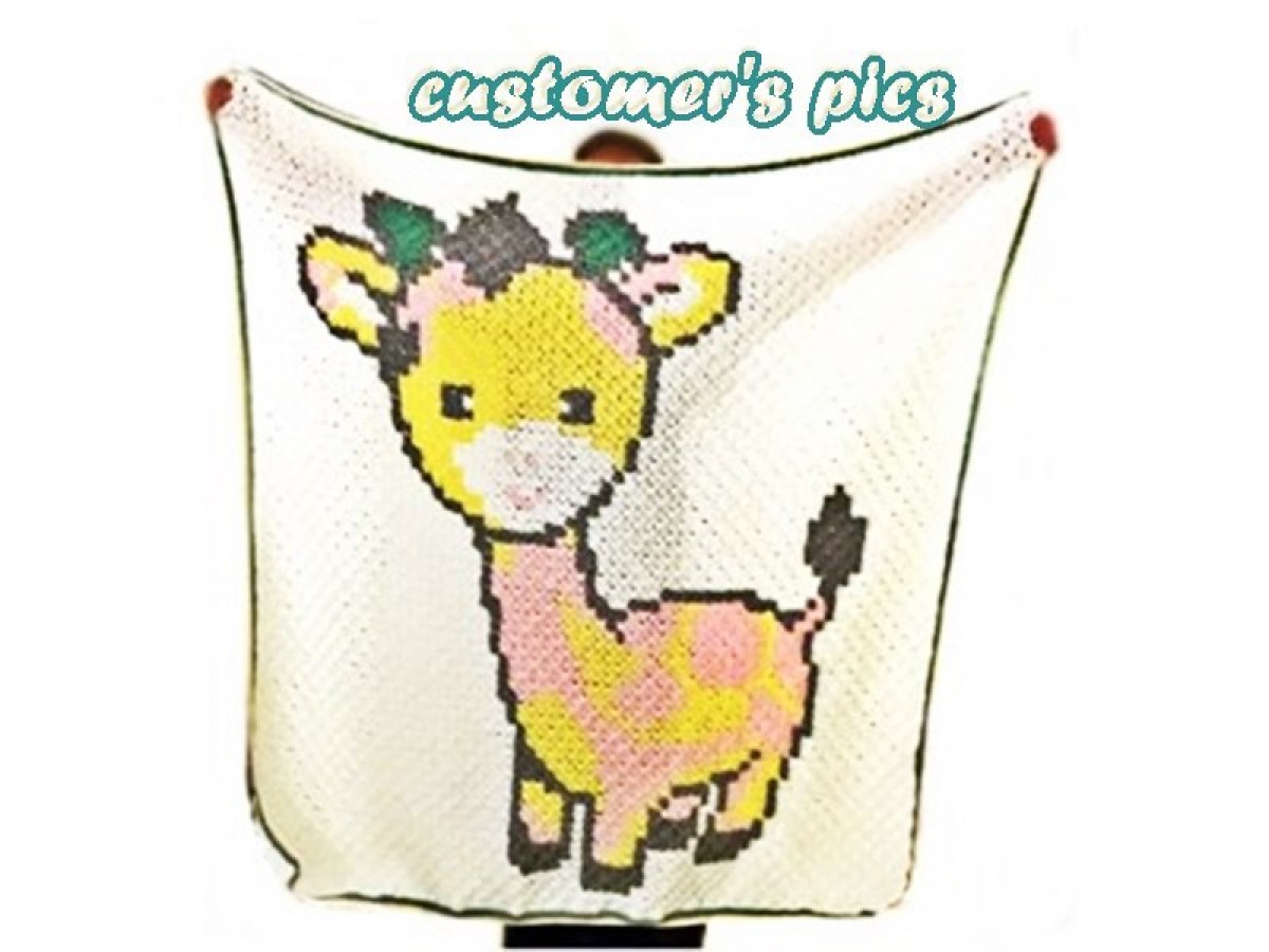 C2C crochet Graph, Cute Baby Giraffe PDF Chart, Baby Blanket Graph, Square blanket,No.018