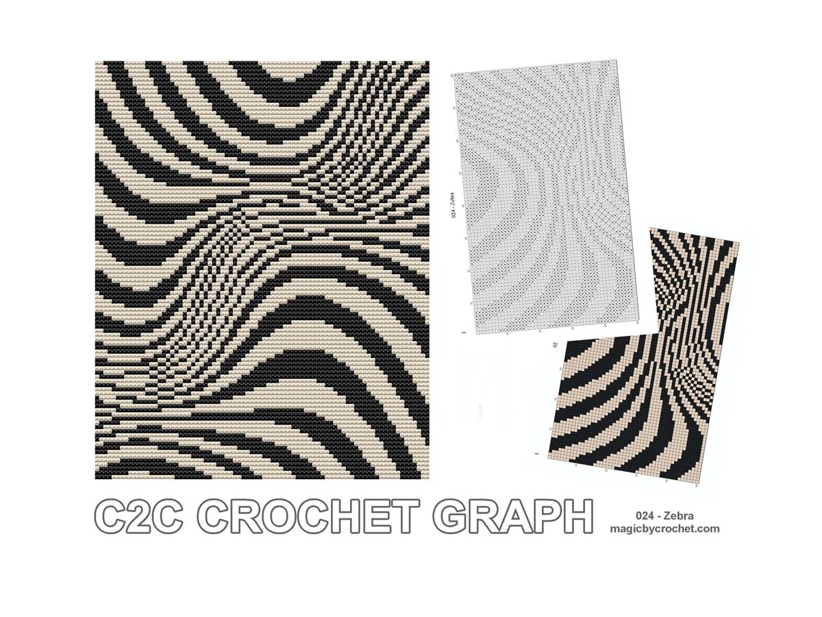C2C crochet Graph, Zebra pattern, PDF Chart, Instant Download, No.024