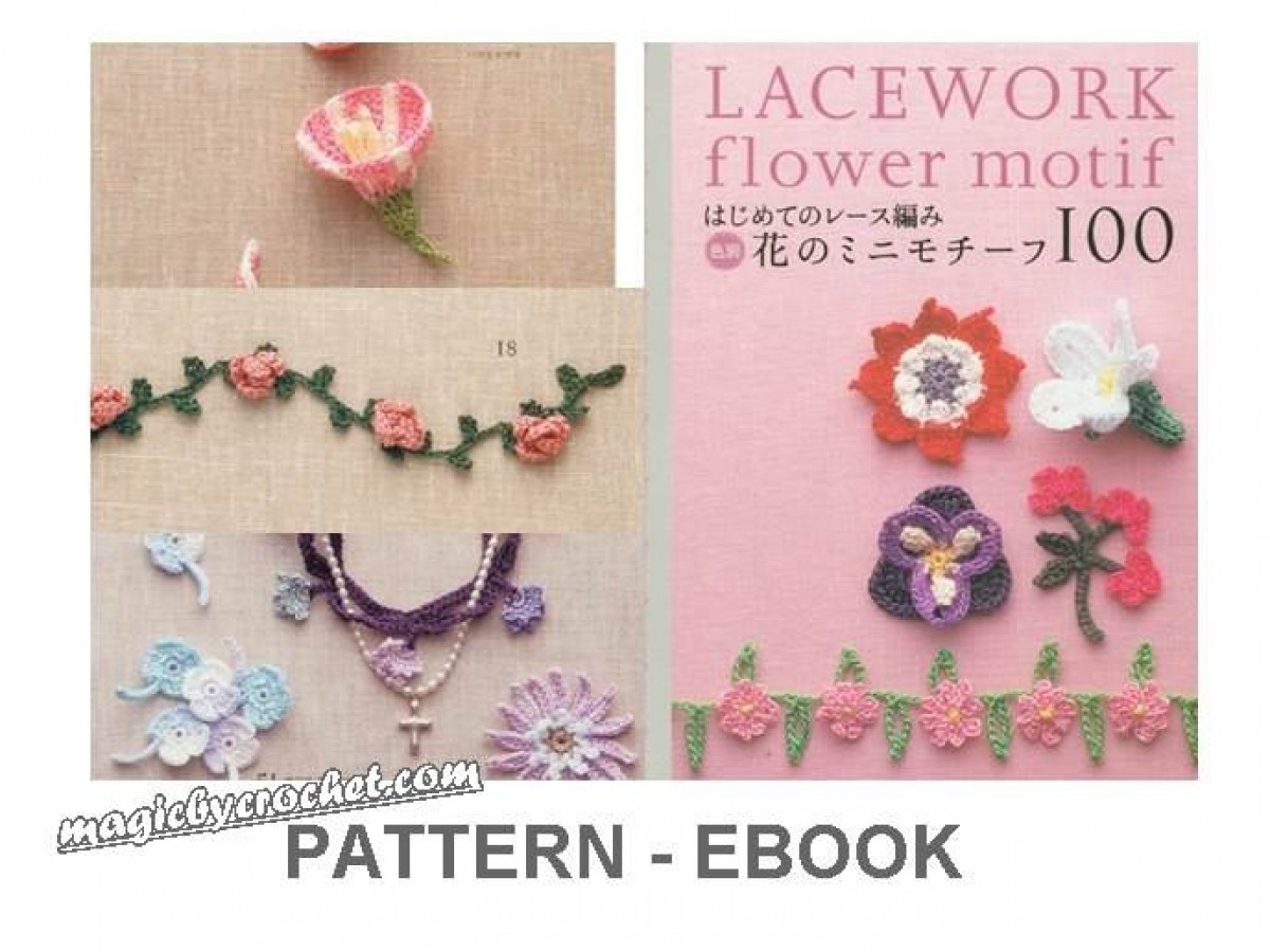 PDF crochet pattern, Japanese eBook, Crochet flower pattern, Crochet motif, No.001