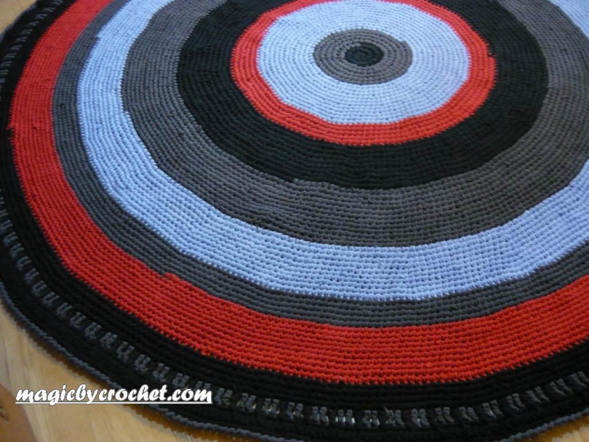Large round rug, 8 ft Crocheted rug, Rag rug, Handmade rug, Bedroom rug, no.001