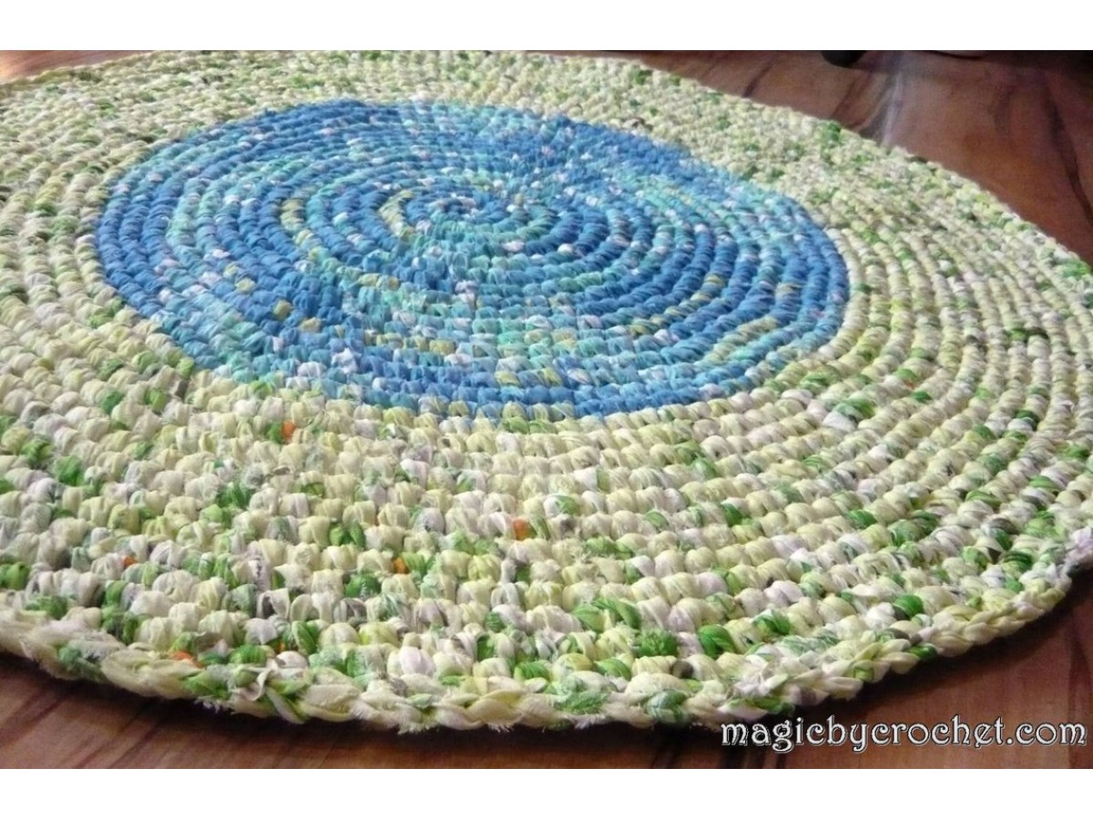 Rag Rug, Crochet Rug, Handmade Rug, Nursery Rug, Kitchen Rug, Round Rug, 99 cm