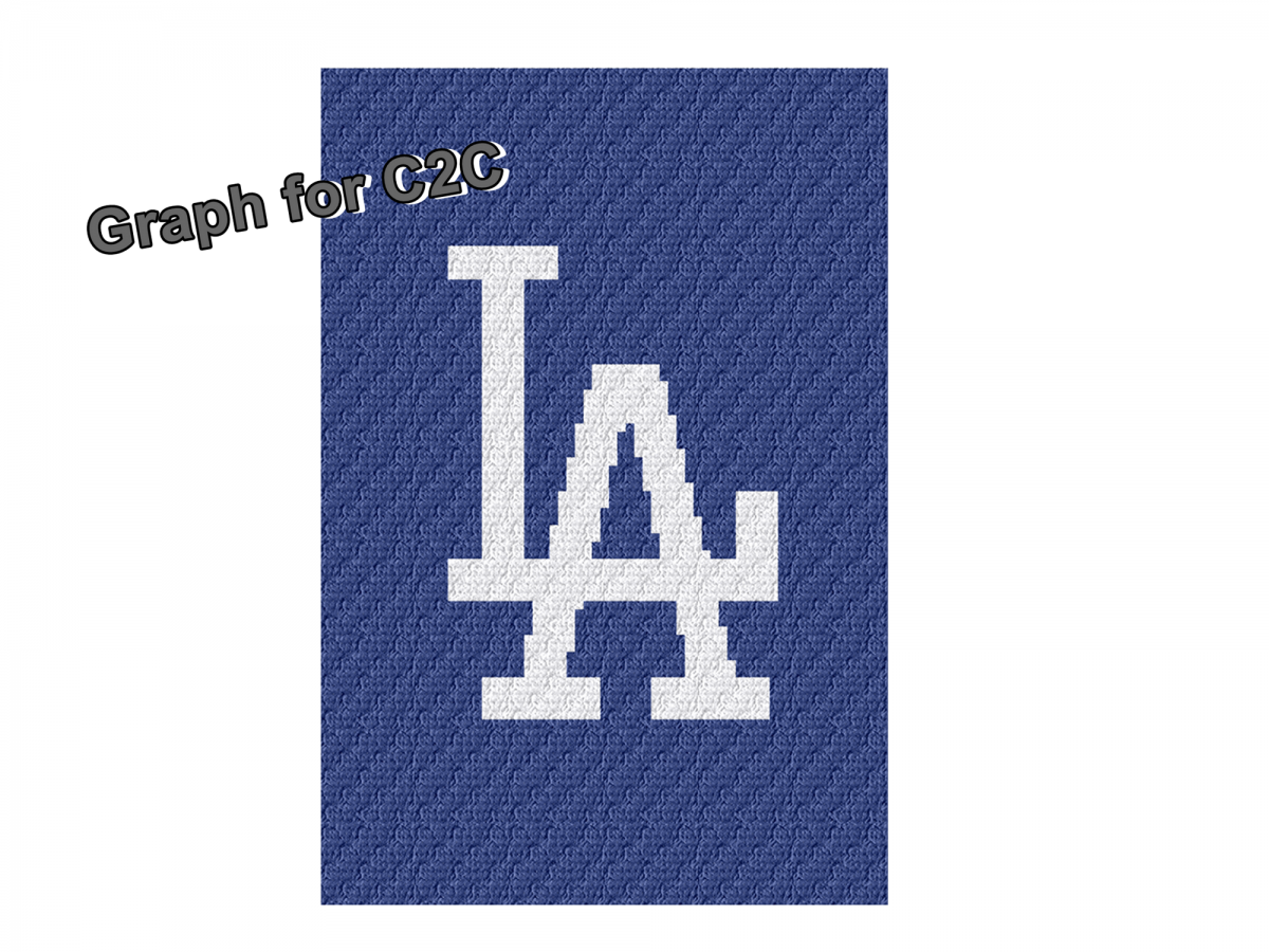 LA Dodgers blanket, C2C graph, Average size blanket, PDF download, no.440.1