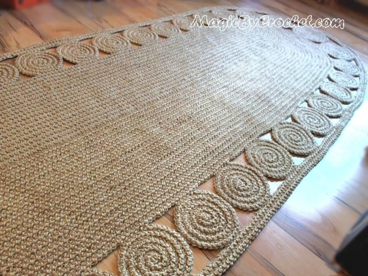 Long Runner rug, Jute runner rug, Hallway Rug 7 ft rug, Twine Crochet rug,  no.058