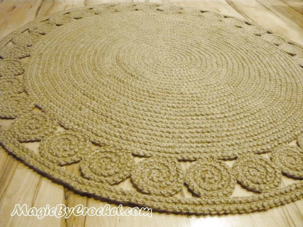 Natural Rug, Round Jute Rug, 4 ft ( 120 cm ), Hand Crochet Rug, Braided Rug, no.028