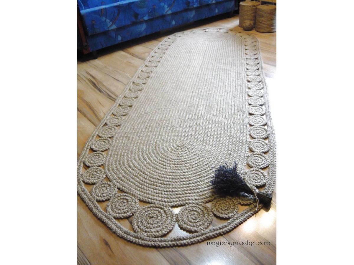 Hallway Rug 9 feet rug, Twine Crochet rug, Long Runner rug, Jute runner rug, no.030