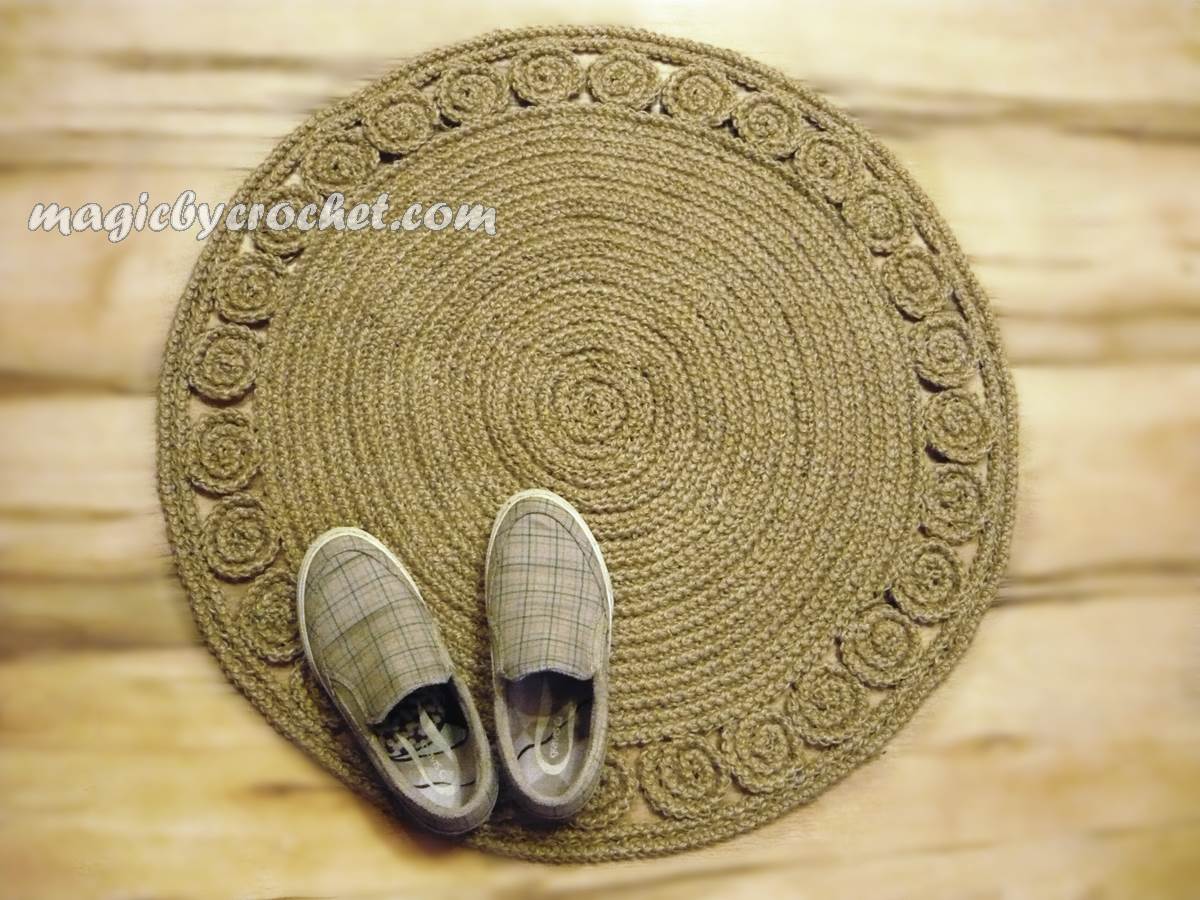 Jute rug, Braided rug , Round crochet rug Handmade rug, Unique, no.035
