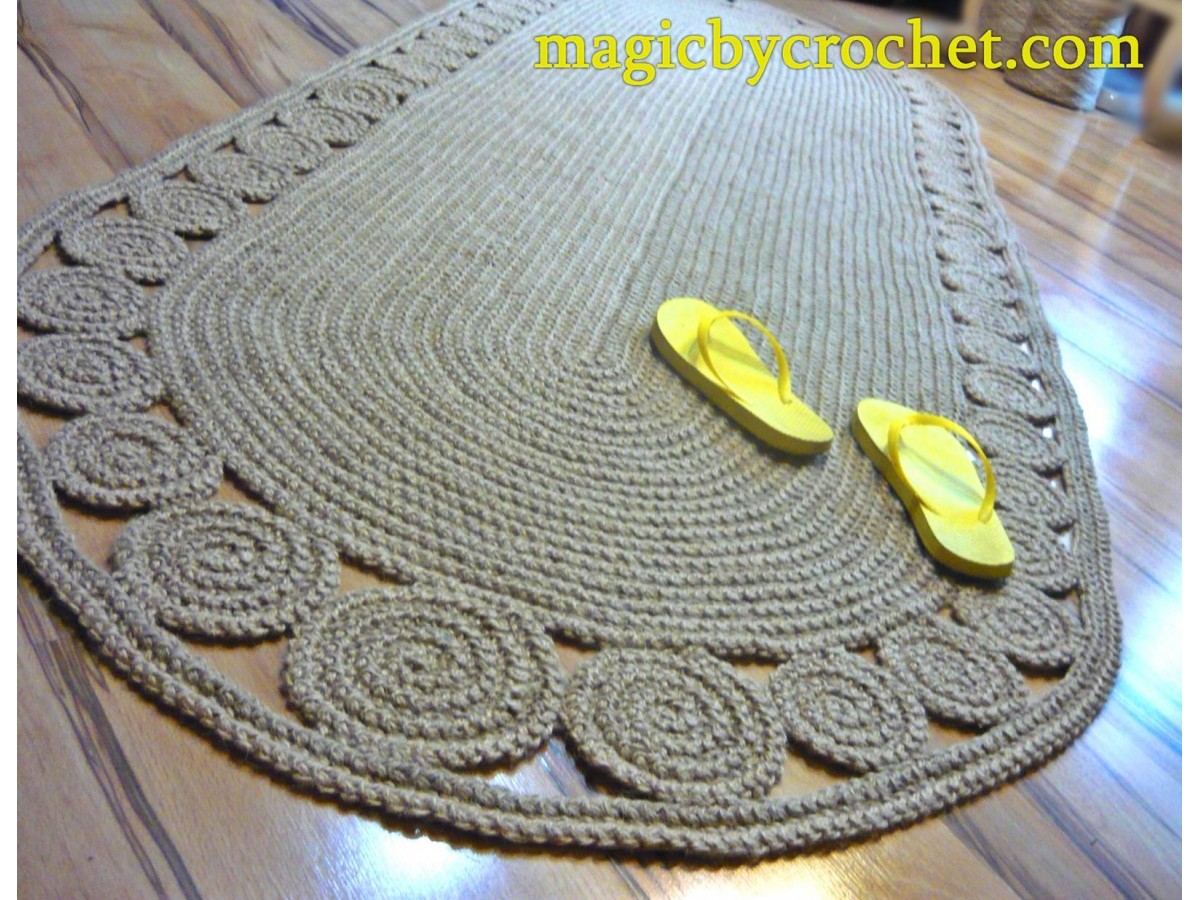 Jute Rug 6 ft rug, Crochet Braided rug, Jute runner rug, no.059