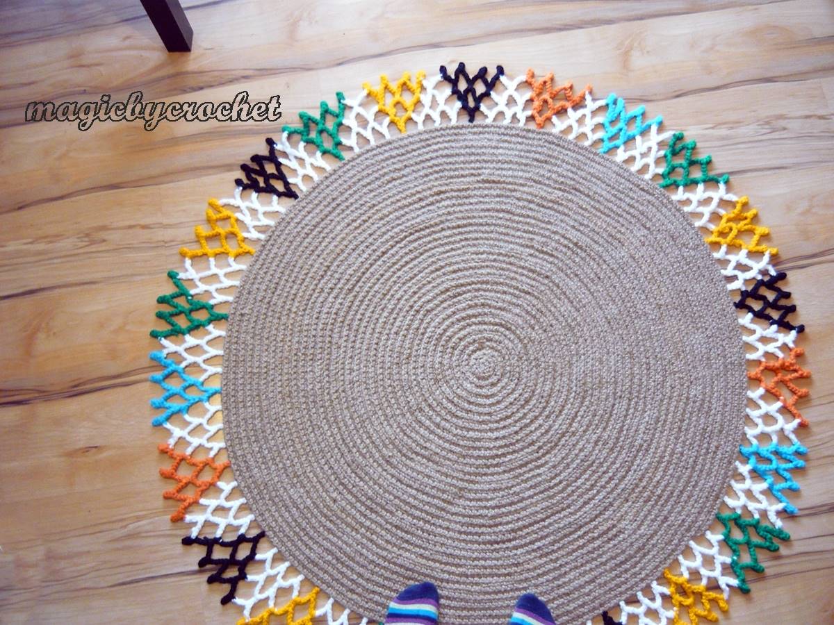 Colorful Area Rug, Round rug, Jute rug, You choose colors, Handcrafted rug, no.101
