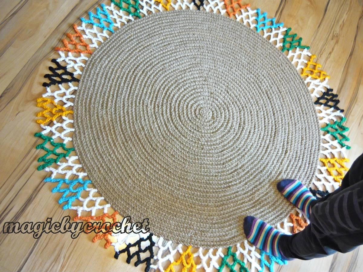 Colorful Area Rug, Round rug, Jute rug, You choose colors, Handcrafted rug, no.101