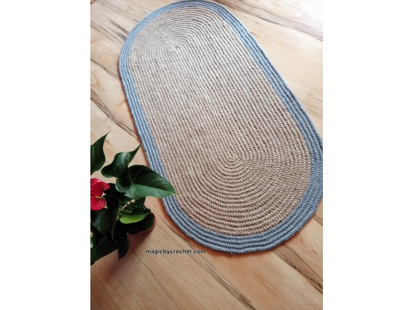 Oval rug, Jute rug, Crochet, Handmade rug, 160 x 80 cm, no.301