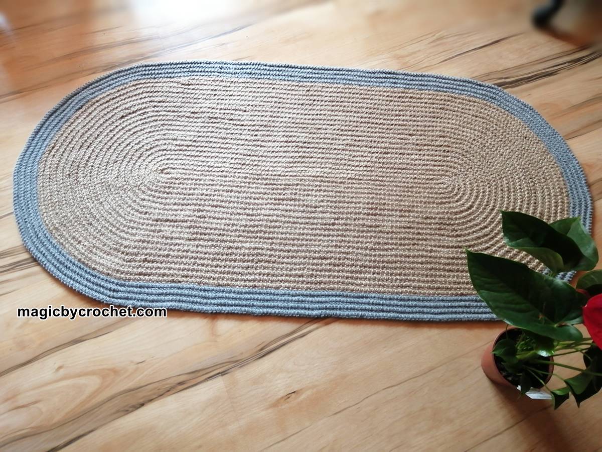 Oval rug, Jute rug, Crochet, Handmade rug, 160 x 80 cm, no.301