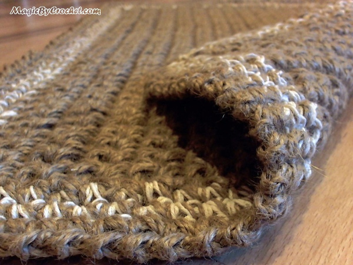 Jute Doormat, Crochet Rug, Door Rug Handmade Welcome Rug, no.011