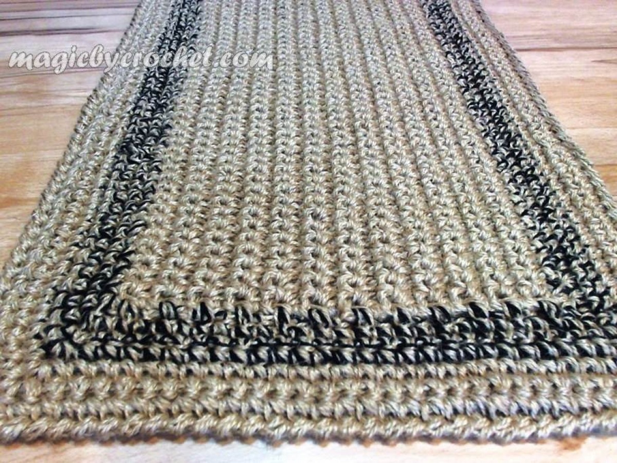 Large doormat, Simple Jute Rug, Custom color border, Crochet  door rug, no.024