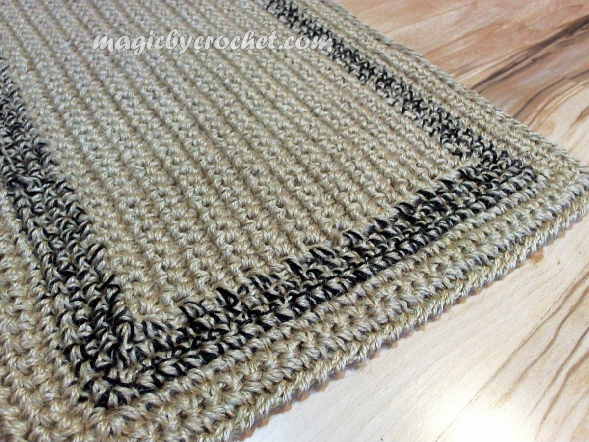 Large doormat, Simple Jute Rug, Custom color border, Crochet  door rug, no.024