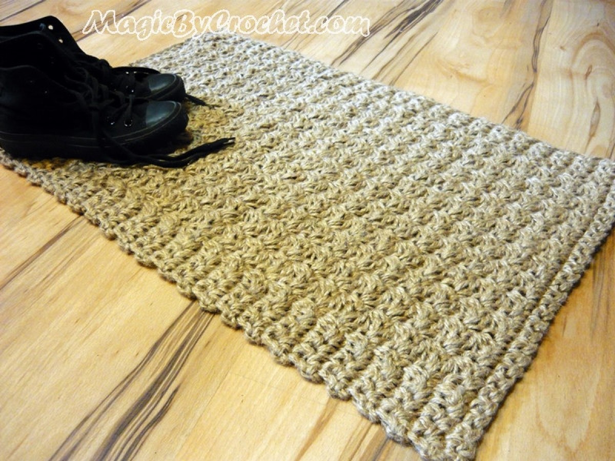 Doormat Jute Crochet Rug , Floor Mat Door Mat Handmade Welcome Rug, no.033