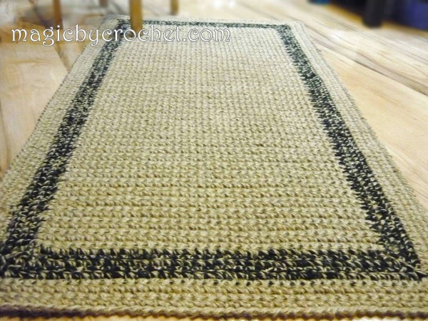 Natural fiber Rug, Jute Rug, Area jute rug, Crochet patio rug, Handmade, 120 cm, Custom color border, no.061