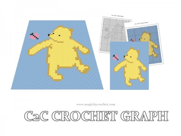 Small Baby Blanket, C2C crochet Graph, Classic Winnie the Pooh PDF Chart, Instant Download, No.011