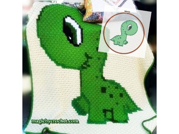 Baby Animal, Dino, PDF, Instant download, C2C crochet, Graph, Corner to corner, Chart, Pattern, No.125