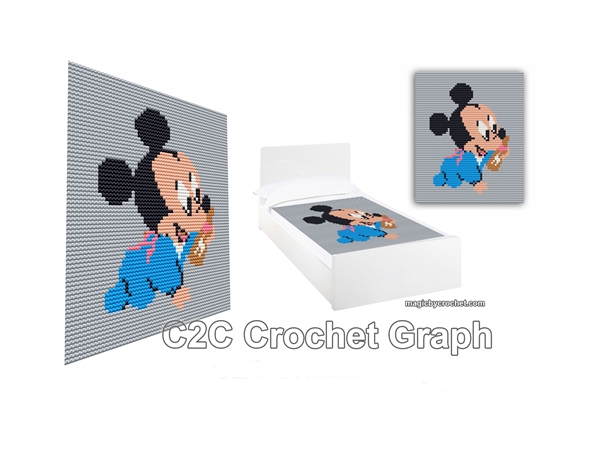 Baby Mickey Mouse, C2C Crochet Graph / Cross stitch, PDF Chart, No.213