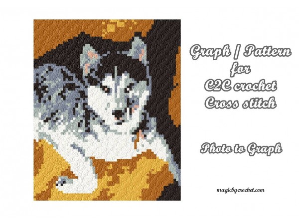 C2C Crochet Graph, Husky, C2C Chart, Corner to corner blanket, Instant Download, No.407