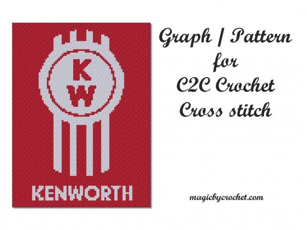 Kenworth, C2C Crochet Graph, C2C Chart, Written count row by row, Corner to corner blanket, Instant Download, No.408