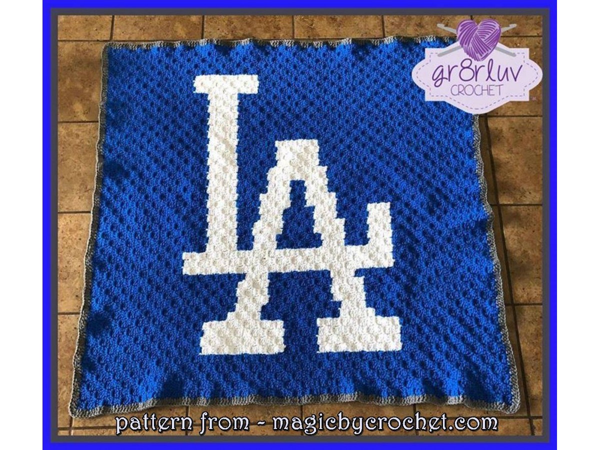 LA Dodgers blanket, C2C blanket, Baby size, C2C crochet graph, PDF download, no.440
