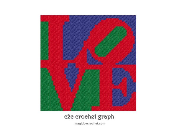 Instant download, Love, c2c crochet graph, cross stitch pattern, no.503