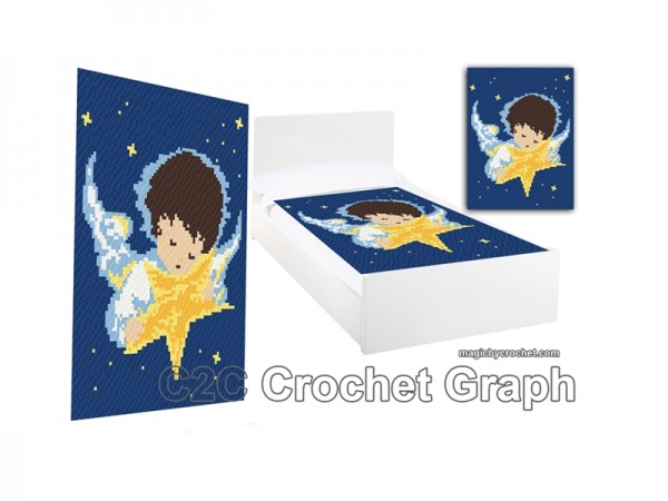C2C crochet Graph, Sleeping Angel, Corner to corner Blanket, PDF Chart, No.211