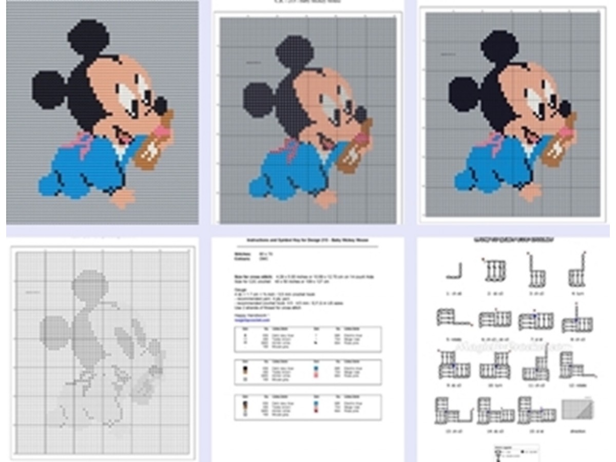 Baby Mickey Mouse, C2C Crochet Graph / Cross stitch, PDF Chart, No.213