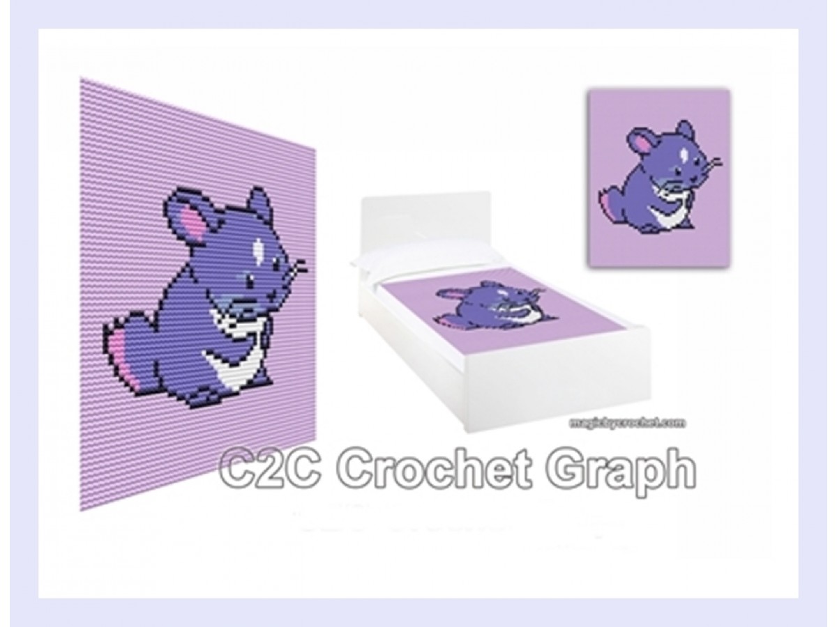 Baby Chinchilla, C2C Crochet Graph / Cross stitch, PDF Chart, No.214