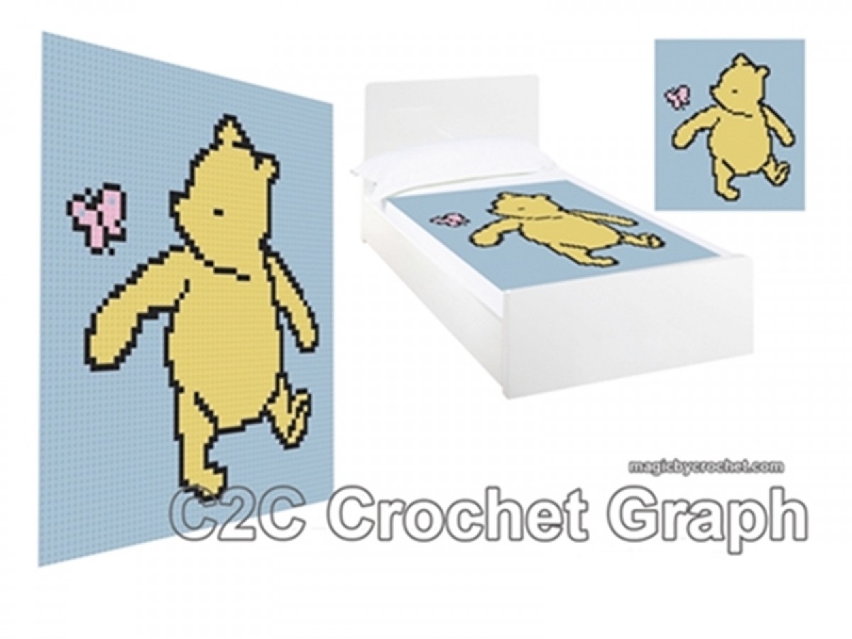C2C crochet Graph, Classic Winnie the Pooh PDF Chart, Instant Download, No.010
