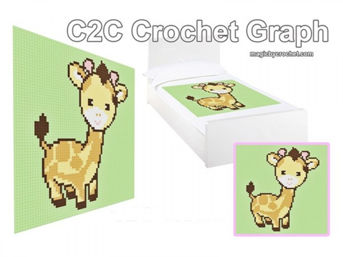 C2C crochet Graph, Cute Baby Giraffe PDF Chart, Baby Blanket Graph, Square blanket,No.018