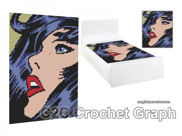 C2C Crochet Graph, Pop Art Graph, C2C Chart, Pop Art Poster, Instant Download, No.020