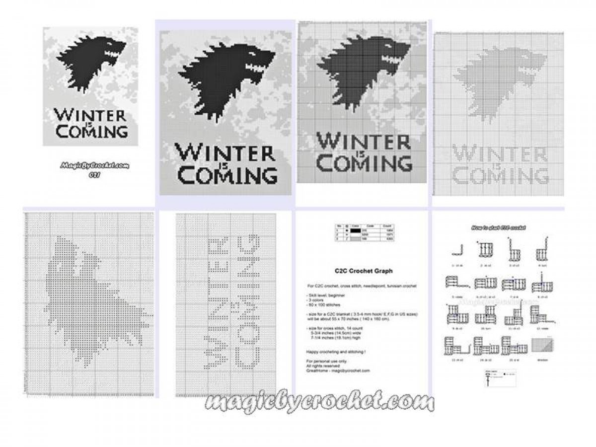 C2C Crochet Graph, Winter is coming, C2C Chart, Instant Download, No.021