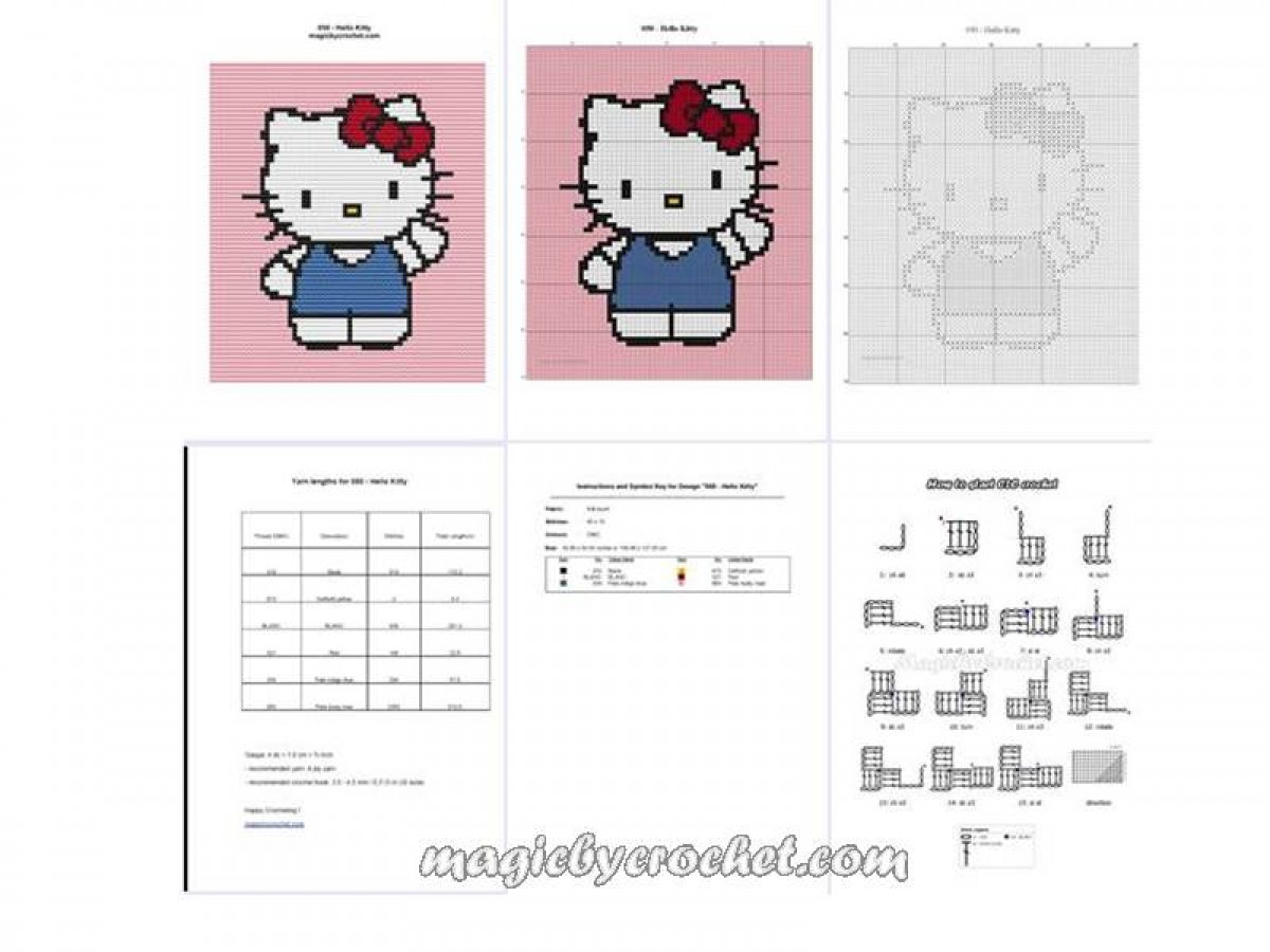 Hello Kitty - C2C Crochet Pattern, PDF Chart, Instant Download, No.050
