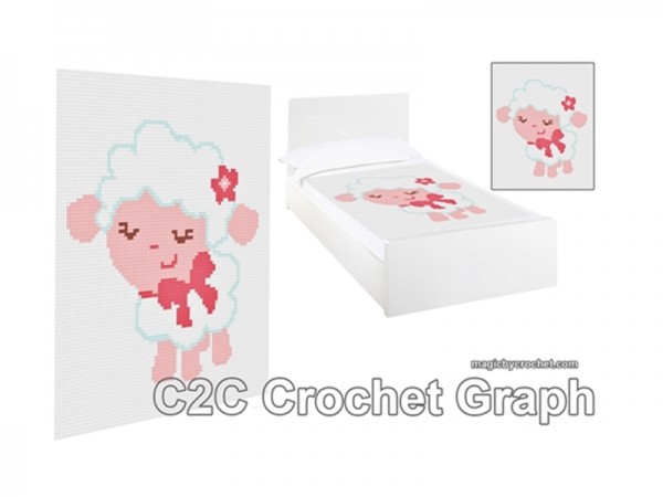 C2C crochet Pattern, Baby Lamb PDF Chart, Corner to corner , No.064