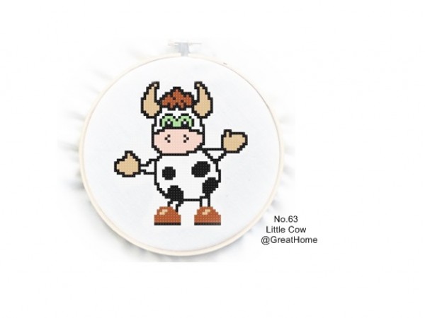 Little Cow Cross Stitch Chart Pattern Pdf , Beginner Level , No.063, Instruction