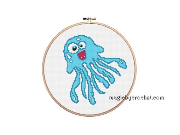 Funny Octopus Cross Stitch Chart Pattern, Pdf , No.137, Instructions