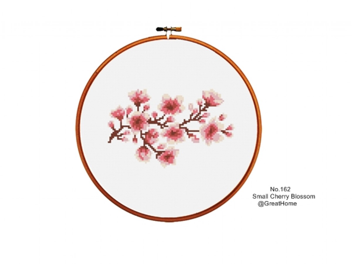 Small Cherry Blossom Cross Stitch Chart Pattern, PDF instant download, No.162, Instructions