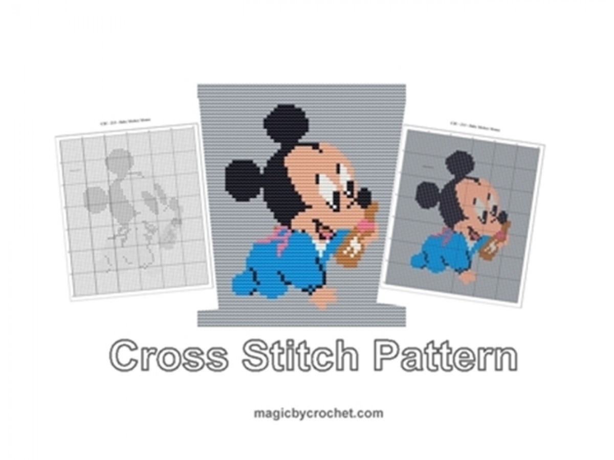 Baby Mickey Mouse, Cross Stitch Pattern, Cute Baby Animnal, PDF Chart, No.213