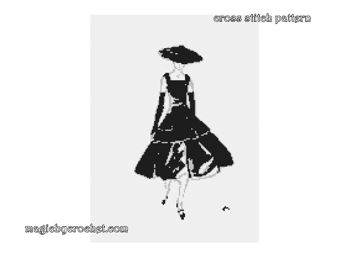 Dagmar Freuchen - Dior Dress, Cross Stitch Pattern, PDF Instant Download, Famous Paintings - No. 332