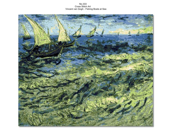 Vincent van Gogh - Fishing Boats at Sea, Cross Stitch Pattern, PDF Instant Download, Famous Paintings - No.333