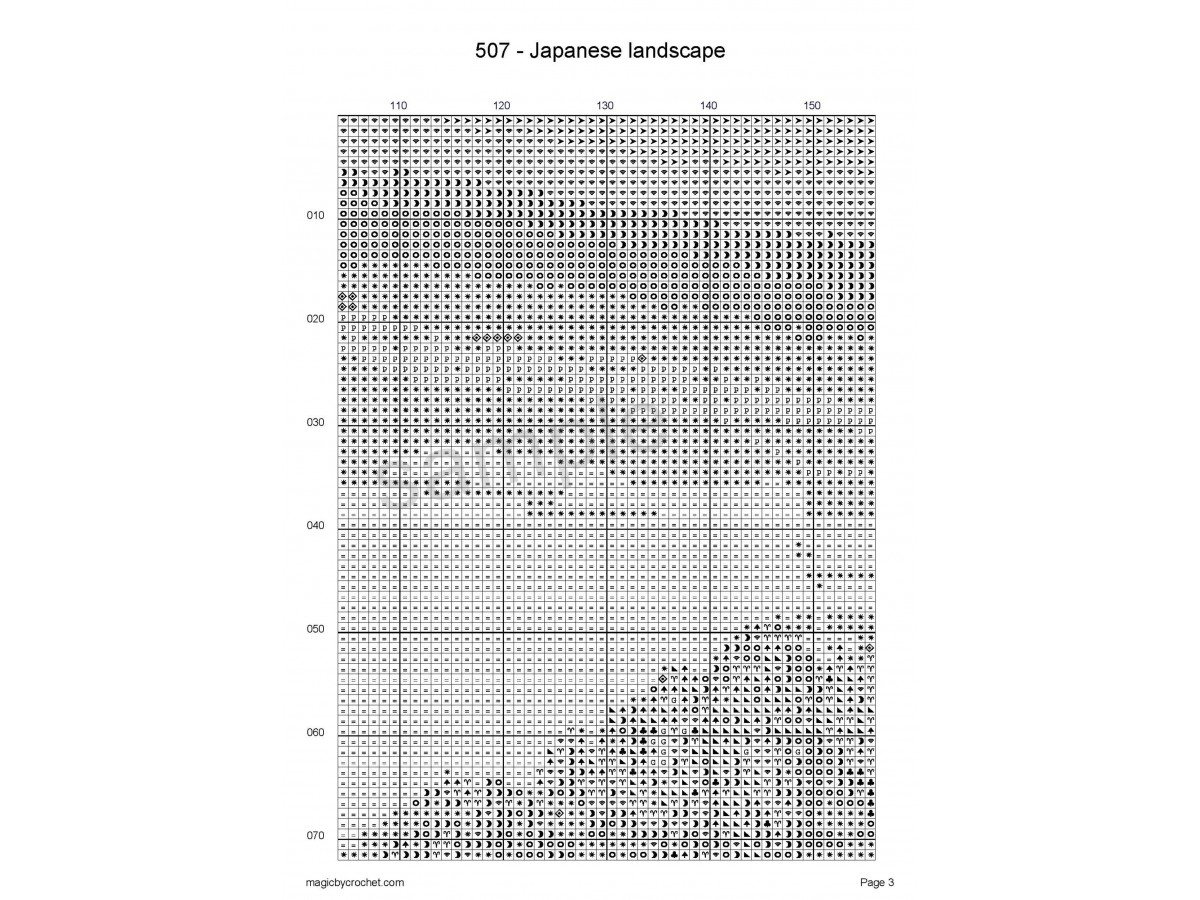 Japanese Landscape, Cross Stitch, Chart, Pattern, PDF instant download, No.507