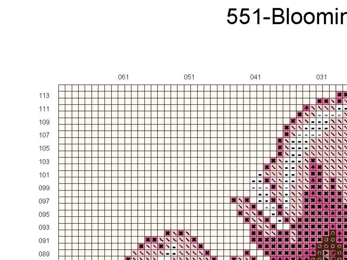 Blooming Branch Graph for Cross Stitch, C2C, PDF instant download, Magnolia, No.551