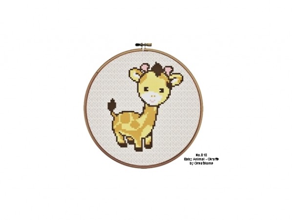 Baby Giraffe Cross Stitch PDF Pattern, C2C crochet Graph, Instant Download,  No.018