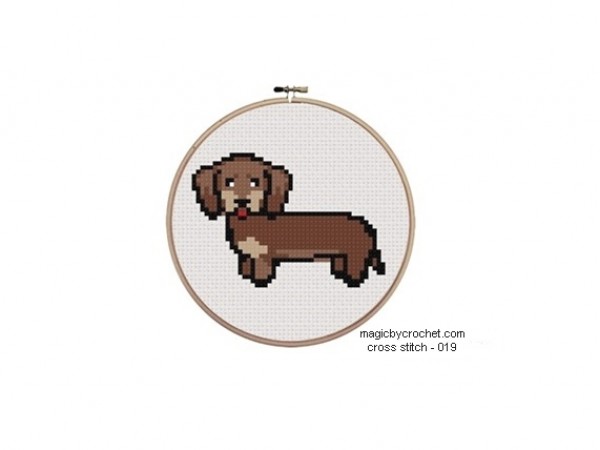 Small Sausage Puppy Cross Stitch Chart Pattern, PDF instant download, No.019,C2C Crochet Graph