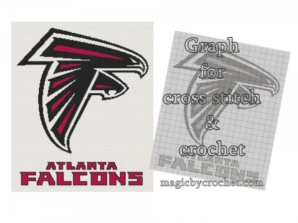 Atlanta Falcons Cross Stitch  Graph, pdf format, Afghan Crochet Graph, No.026