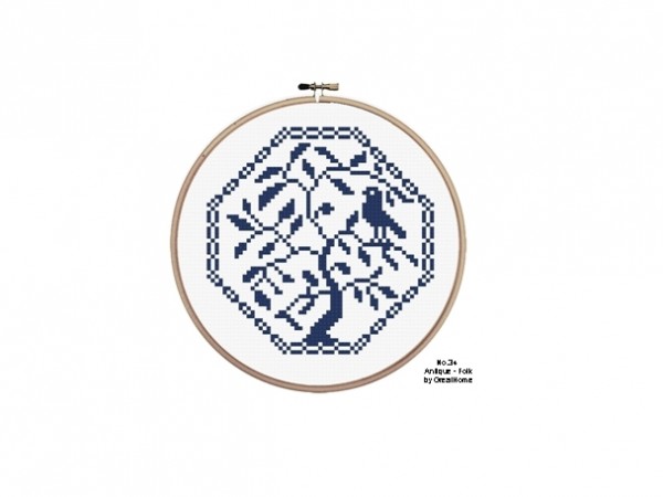 Traditional, Folk, Antique, Beginner Cross stitch Pattern, Instant Download, Retro Chart, no.034